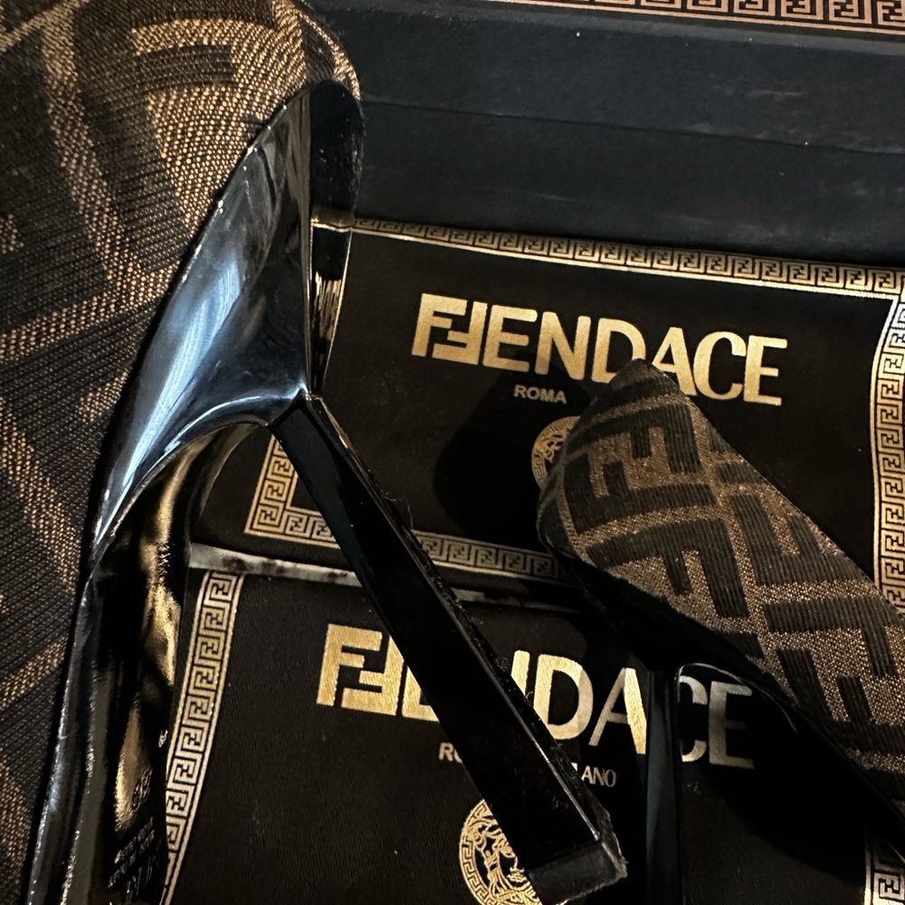Fendi Versace collab (FENDACE) Brown and Gold Heels - Picture 13 of 16